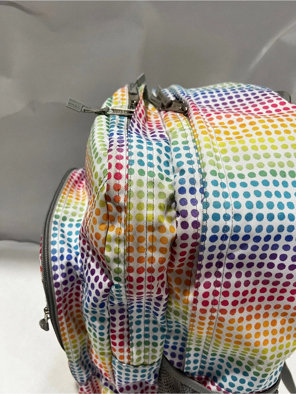 L.L.Bean Deluxe Backpack Book Pack Multicolor Polka-Dots Adjustable Straps